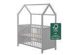 Hausbett 60 x 120 cm, FSC zertifiziert, taupe, 6-fach verstellbar, als Baby- & Beistellbett geeignet