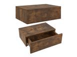 Juskys Wandregal Nachttisch hängend 2er Set Holz 46x30x15 cm - 1 Schublade Nachtkommode Natur