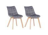 CLP 2er-Set Esszimmerstühle Passaic Samt, ergonomisch gepolstert & gesteppt, mit Bodenschonern, bis 150 kg belastbar