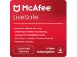 McAfee LiveSafe - onbeperkt aantal apparaten - abonnement voor 1 jaar