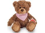 Teddy Hermann® Kuscheltier Teddy braun mit rosa Halstuch, 30 cm, mit individueller Bestickung, braun