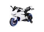 Kindermotorrad 1299SS, Elektromotorrad, Soft-Start, LED-Leuchten, Soundmodul, Stoßdämpfer, 70 Watt (Weiß)