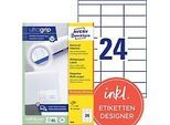 AVERY Zweckform ultragrip Universaletiketten 3664 Selbsthaftend DIN A4 Weiß 70 x 33,8 mm 100 Blatt à 24 Etiketten
