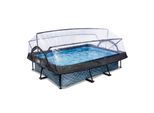 EXIT Stone Pool 300x200x65cm mit Abdeckung und Filterpumpe - grau
