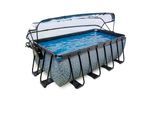 EXIT Stone Aufstellpool 400x200x122cm mit Sandfilterpumpe und Abdeckung und Wärmepumpe, versch. Ausführungen