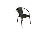 VCM Bistrostuhl Stapelstuhl Balkonstuhl Gartenstuhl dunkel-braun Rattan Stahl Gumminoppen / Gummikappen versehen Maße H.73 x B. 53 x T. 60 cm