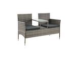 Juskys Polyrattan Gartenbank Monaco grau-meliert - 2-Sitzer Bank mit Tisch & Kissen - 133×63×84 cm