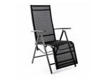 VCM Alu Liegestuhl Klappstuhl Relaxstuhl schwarz / Rahmen anthrazit m. Fußstütze Maße H. 112 x B. 55 x T. 60 cm
