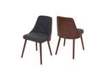 2er-Set Esszimmerstuhl MCW-A75, Besucherstuhl Küchenstuhl, Walnuss-Optik Bugholz ~ Textil grau