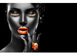 Papermoon Fototapete »GOLDENE LIPPEN-SCHMUCK ART DESIGN ABSTRAKT MUSTER KUNST«