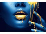 Papermoon Fototapete »GOLDENE LIPPEN-SCHMUCK ART DESIGN ABSTRAKT MUSTER KUNST«