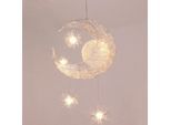 Suspension Lune et Etoile Moderne Luminaire pour Chambre d'enfant led Lustre Blanc Chaud