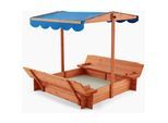 Home Deluxe - Sandkasten mit Sonnensegel buddelkiste - 110 x 110 cm Sandkasten Holz Dach Sandbox