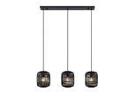 Lindby Pendellampe Canyana, schwarz, 3-flg., Rattan, 105 cm