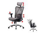 Bürostuhl MCW-J87, Schreibtischstuhl, ergonomisch verstellbare Armlehne 150kg belastbar ~ Bezug grau, Gestell schwarz