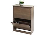 Schuhkipper MCW-K45, Schuhschrank Schuhregal, 81x60x25cm 2 Klappen, MDF aus Paulownia ~ grau-braun