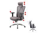 Bürostuhl MCW-J86, Schreibtischstuhl, ergonomisch, verstellbare Lordosenstütze 150kg belastbar ~ ohne Fußstütze, grau