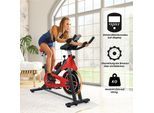 Bigzzia - Stationäres Heimtrainer Indoor-Cycling-Fahrrad mit schlankem Schwungrad, LCD-Monitor, bequemem Sitz, Spin-Bike für Heimtraining im