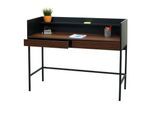 Schreibtisch MCW-J79, Bürotisch Computertisch Arbeitstisch, Schublade 120x50cm Holz Metall ~ Walnuss-Optik