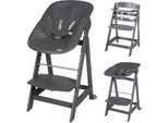 roba® Hochstuhl »Born Up, anthrazit, mit Neugeborenen-Aufsatz, graphite gesteppt«, (Set)