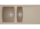 Einbauspüle RESPEKTA, beige (sandbeige), B:86cm H:20cm T:50cm, Verbundwerkstoff, Küchenspülen, Einbauspüle