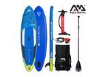 Aqua Marina SUP Board 320x81cm mit Reißverschlussrucksack Double Action-Pumpe LIQUID AIR V1 Paddel Einschub-Mittelfinne Sicherheitsleine Blau