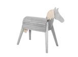Voltigier- & Outdoor-Pferd, Massivholz grau lasiert, Gartenpferd mit Ma¨hne & Schweif