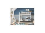 SCOTT Etagenbett mit 2 Liegeflächen 90 x 200 cm, inkl. Rolllattenrost u. Leiter, Ausf. Kiefer weiß lackiert