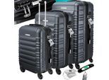 KESSER® 3tlg. Hartschalenkofferset Hartschalenkoffer Reisekoffer Set Reisekofferset Trolley Koffer Inkl. Kofferwaage + Gepäckanhänger Rollkoffer Schloss 4 Rollen ABS-Hartschale Teleskopgriff M-L-XL