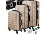 KESSER® 3tlg. Hartschalenkofferset Hartschalenkoffer Reisekoffer Set Reisekofferset Trolley Koffer Inkl. Kofferwaage + Gepäckanhänger Rollkoffer Schloss 4 Rollen ABS-Hartschale Teleskopgriff M-L-XL