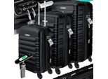 KESSER® 3tlg. Hartschalenkofferset Hartschalenkoffer Reisekoffer Set Reisekofferset Trolley Koffer Inkl. Kofferwaage + Gepäckanhänger Rollkoffer Schloss 4 Rollen ABS-Hartschale Teleskopgriff M-L-XL