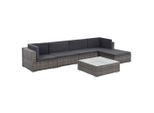 vidaXL 6-tlg. Garten-Lounge-Set mit Auflagen Poly Rattan Grau