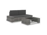 vidaXL 3-tlg. Garten-Lounge-Set Poly Rattan Grau