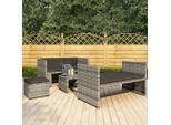 vidaXL 5-tlg. Garten-Lounge-Set mit Auflagen Poly Rattan Grau