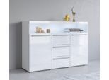 INOSIGN Sideboard India,Breite 132cm stilvolle Anrichte mit 2Türen, 3 Schubladen, Kommode viel Stauraum, Einlegeböden verstellbar,ohne Beleuchtung, weiß