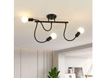 Plafonnier Industriel et Vintage E27 Base 3 Lampe Lampe de Plafond Pour Cuisine Salle à Manger Chambre Couloir Entrée Balcon Noir