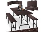KESSER® Bierzeltgarnitur 3-teilig Set Tisch & 2x Bank Buffettisch für drinnen & draußen Gartengarnitur klappbar 183x76x74cm Kunststoff Klapptisch Gartentisch inkl. Abdeckung & Tragegriffe