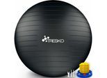 TRESKO Ballon Fitness Yoga Balle d’Exercice Antidérapant Balle Gymnastique avec Pompe 300 kg avec pompe à air Noir 85cm