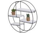 Wandregal MCW-K76, Hängeregal Schweberegal Regal, 4 Regalböden Metall Massiv-Holz Industrial 45x45x11cm ~ weiß