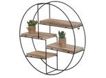 Wandregal MCW-K76, Hängeregal Schweberegal Regal, 4 Regalböden Metall Massiv-Holz Industrial 45x45x11cm ~ natur