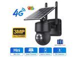 Merkmak - Camera de Surveillance Solaire Exterieure ptz 3MP 4G Sim-carte Audio Bidirectionnel Protection cctv Noir