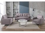 Happy Home Couchgarnitur 3tlg. Sofaset 3-2-1-Sitzer hellbraun