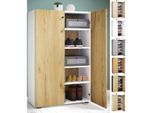 VCM Holz-Schuhschrank Maße: H. 110 x B. 70 x T. 39 cm Allzweckschrank 5 Fächer 2 Drehtüren– Lona