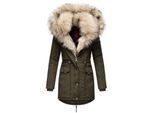 NAVAHOO Damen Wintermantel Dicker Winterparka mit 2 Kunstpelz-Kapuzen Sweety