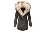 NAVAHOO Damen Wintermantel Dicker Winterparka mit 2 Kunstpelz-Kapuzen Sweety