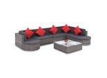 vidaXL 8-tlg. Garten-Lounge-Set mit Auflagen Poly Rattan Grau