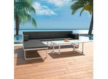 vidaXL 4-tlg. Garten-Lounge-Set mit Auflagen Aluminium Schwarz