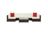 vidaXL 7-tlg. Garten-Lounge-Set mit Auflagen Poly Rattan Braun