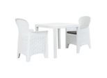 vidaXL 3-tlg. Bistro-Set Kunststoff Weiß Rattan-Optik