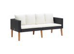 vidaXL 2-Sitzer-Gartensofa mit Auflagen Poly Rattan Schwarz